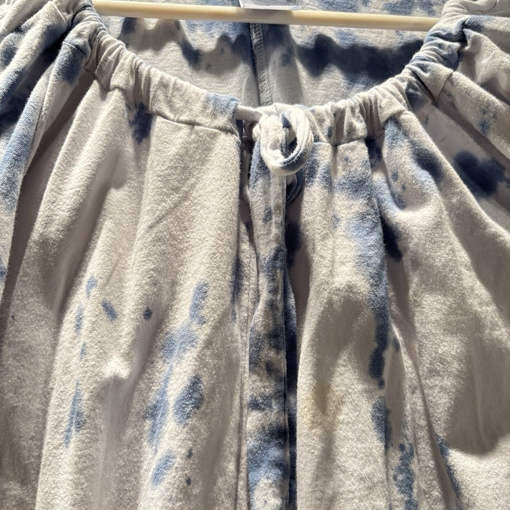 Just My Size White & Blue Short Sleeve Blouse Size 4X Draw String Round Neck - Picture 10 of 11
